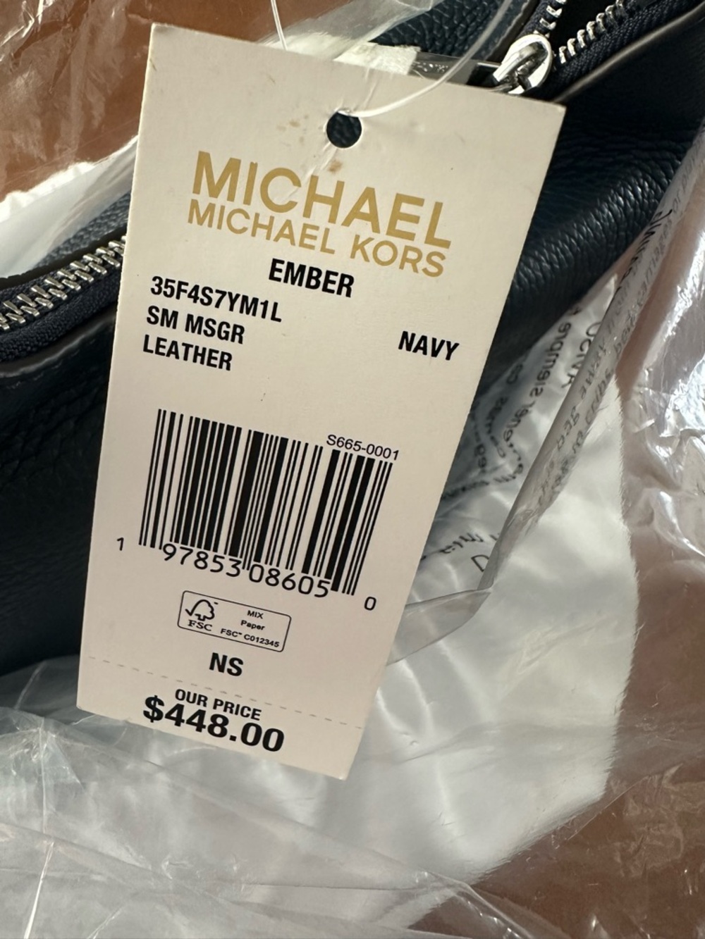 NWT Michael Kors Ember Small Messenger Crossbody Bag Navy w/ Dust Bag $448 - Picture 6 of 6